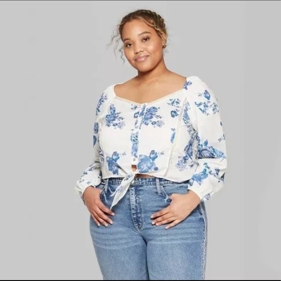 NWT WILD FABLE ADORABLE FLORAL CROPPED TOP - Picture 1 of 9